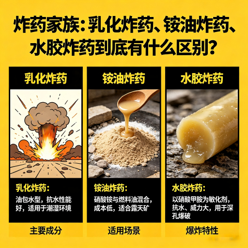 高州炸药家族：乳化炸药、铵油炸药、水胶炸药到底有什么区别？